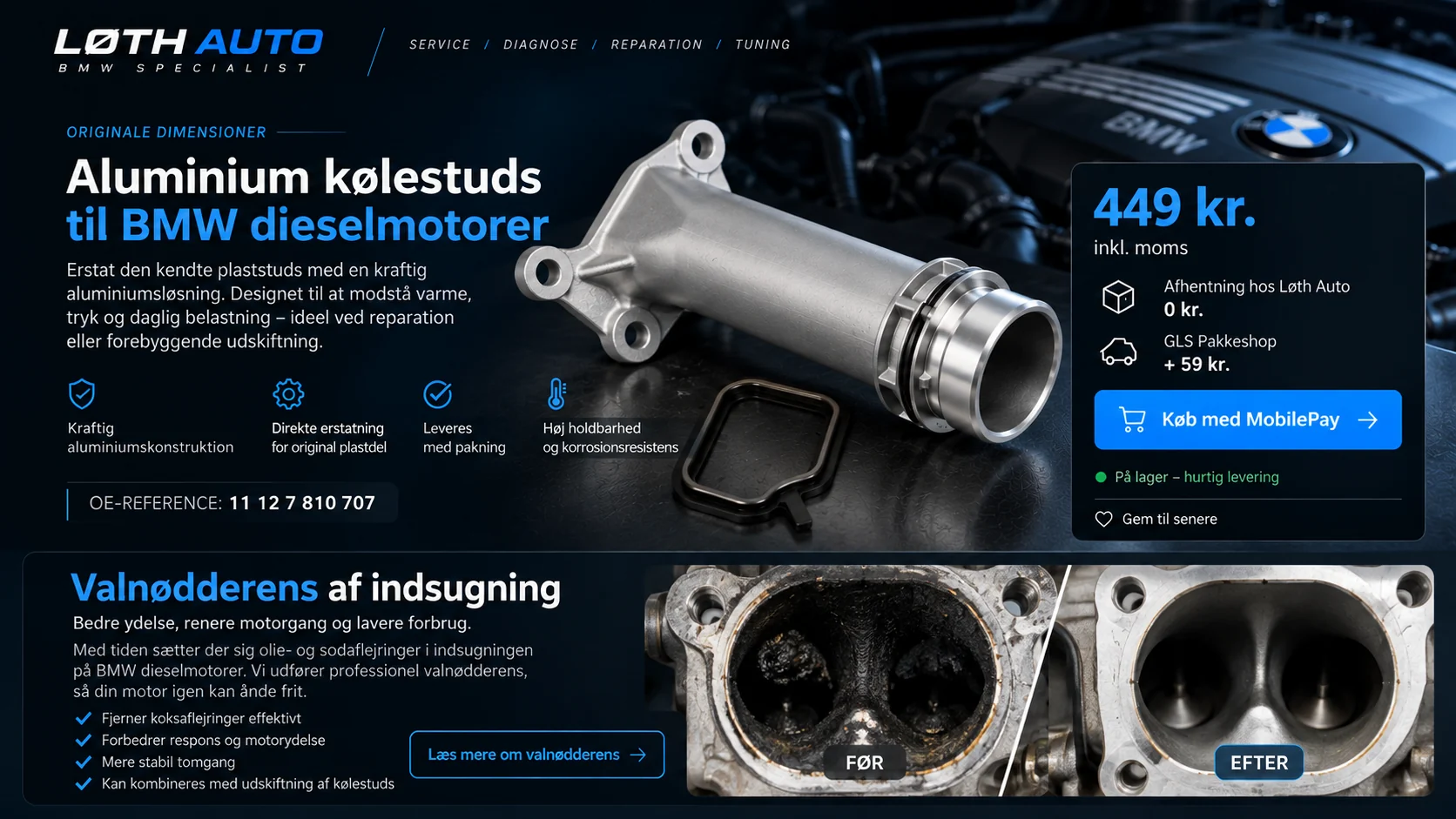Aluminium kølestuds til BMW dieselmotorer, OE 11 12 7 810 707